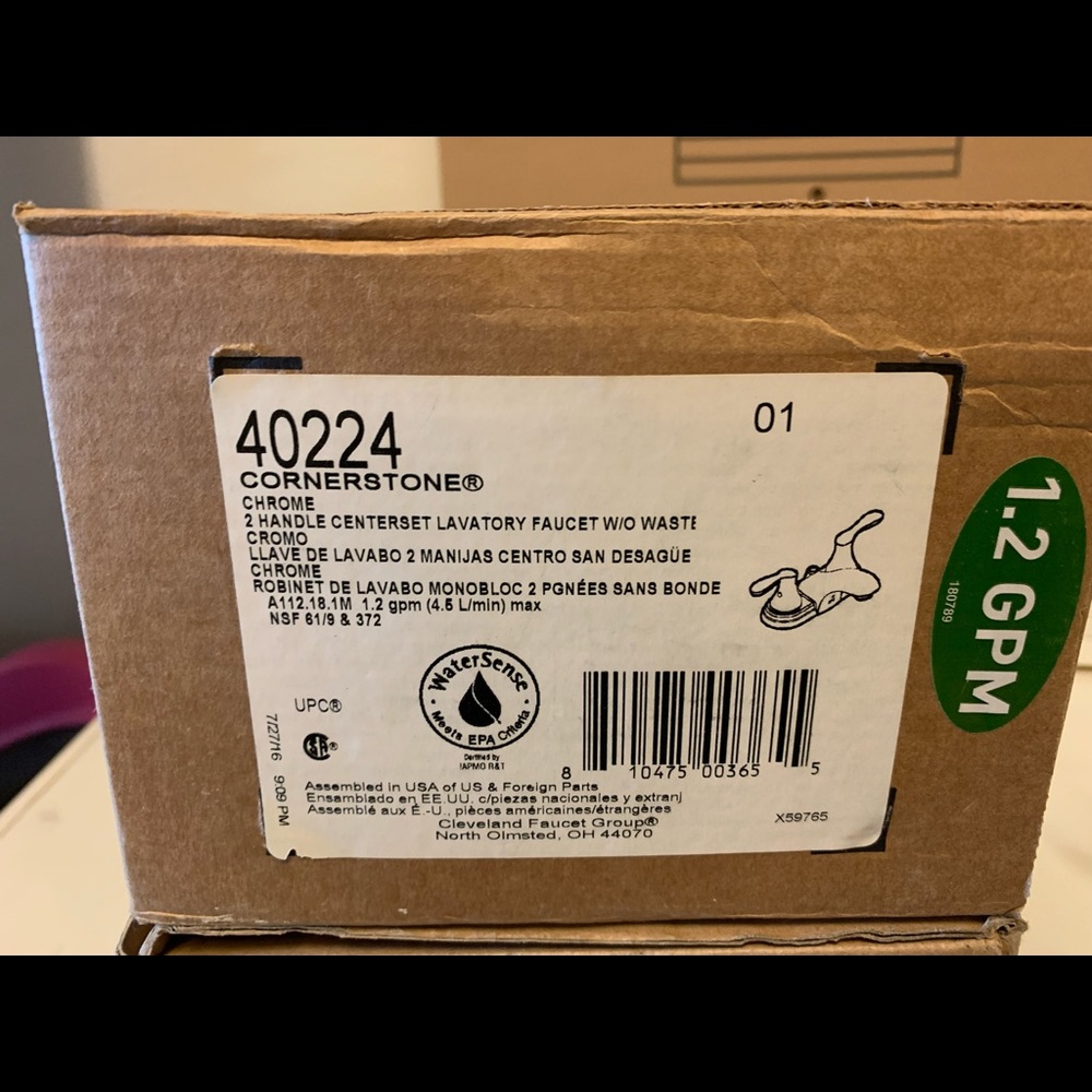 New faucet Cleveland 40224 Cornerstone Chrome Two Handle Lavatory Faucet